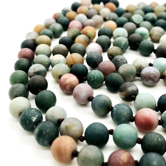 Vintage Frosted Glass Bead Long Necklace - Picture 12 of 14